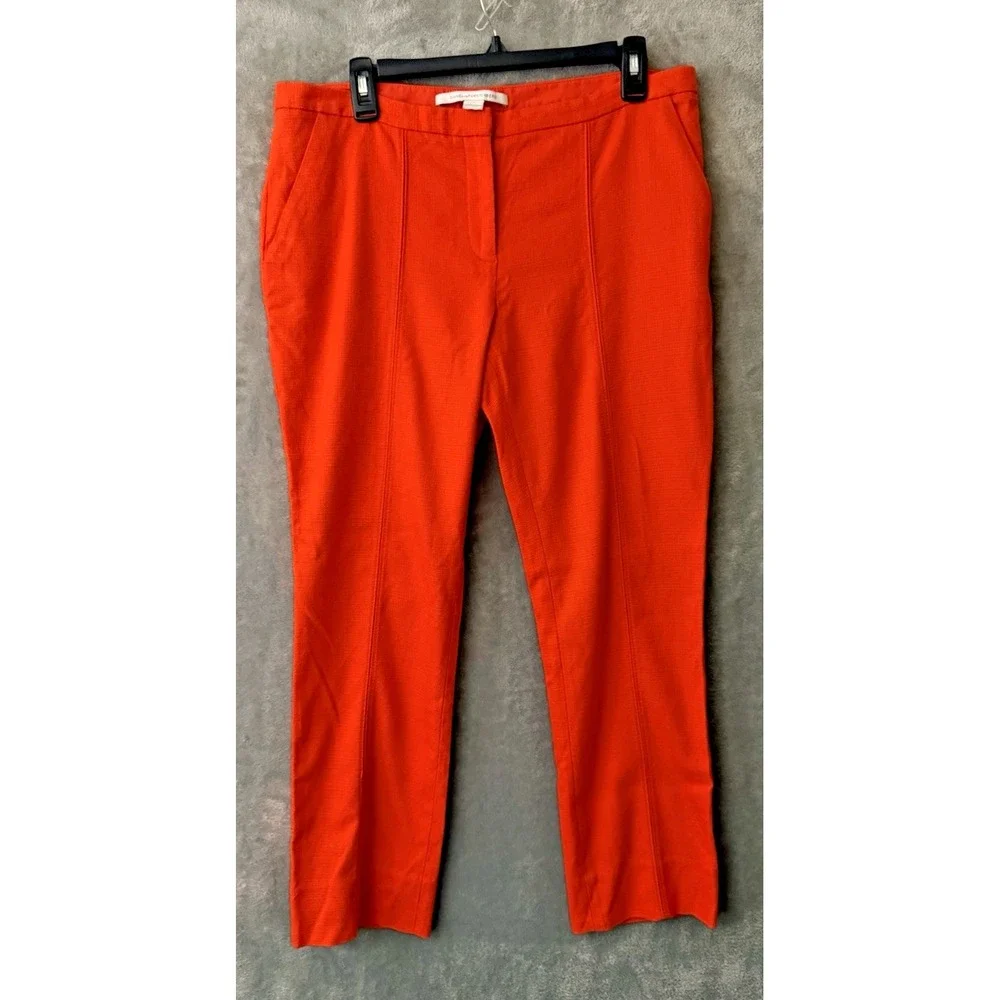 Diane Von Furstenberg‎ Trousers 12 Pants Straight Leg Designer Orange Ankle